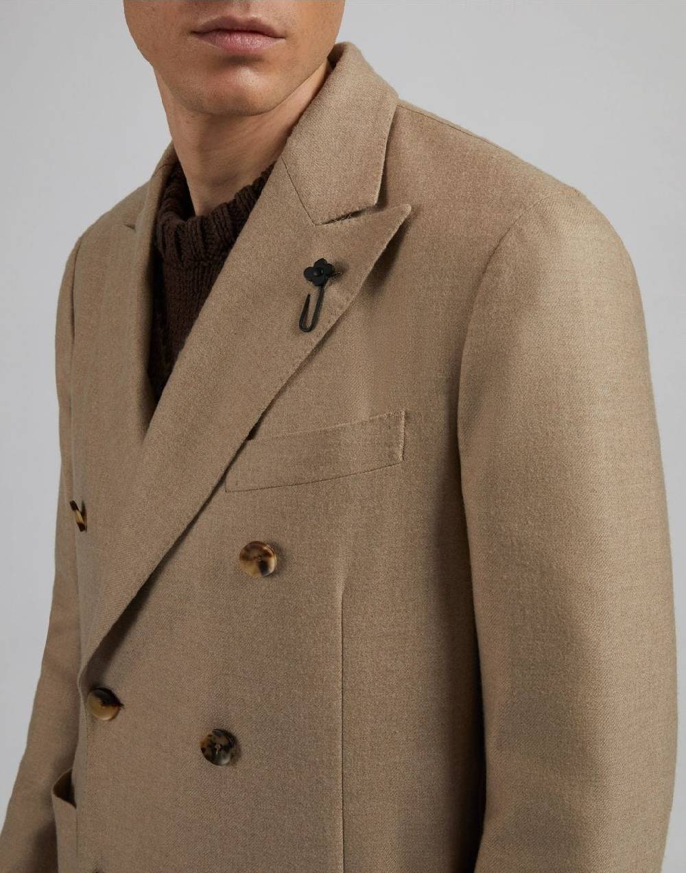 Lardini Giacca special line beige doppiopetto in cashmere natural stretch Sottocosto