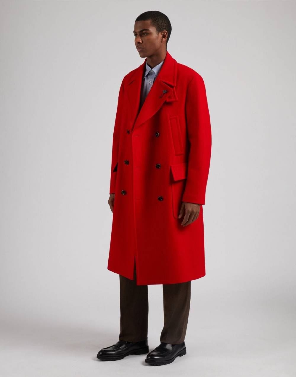 Lardini Cappotto doppiopetto rosso in tessuto misto lana Online