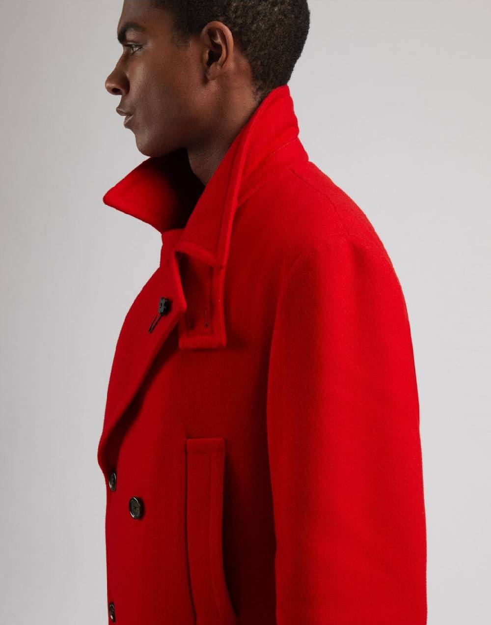 Lardini Cappotto doppiopetto rosso in tessuto misto lana Online