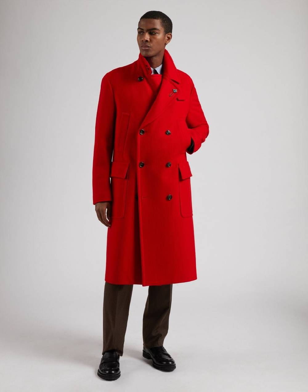 Lardini Cappotto doppiopetto rosso in tessuto misto lana Online