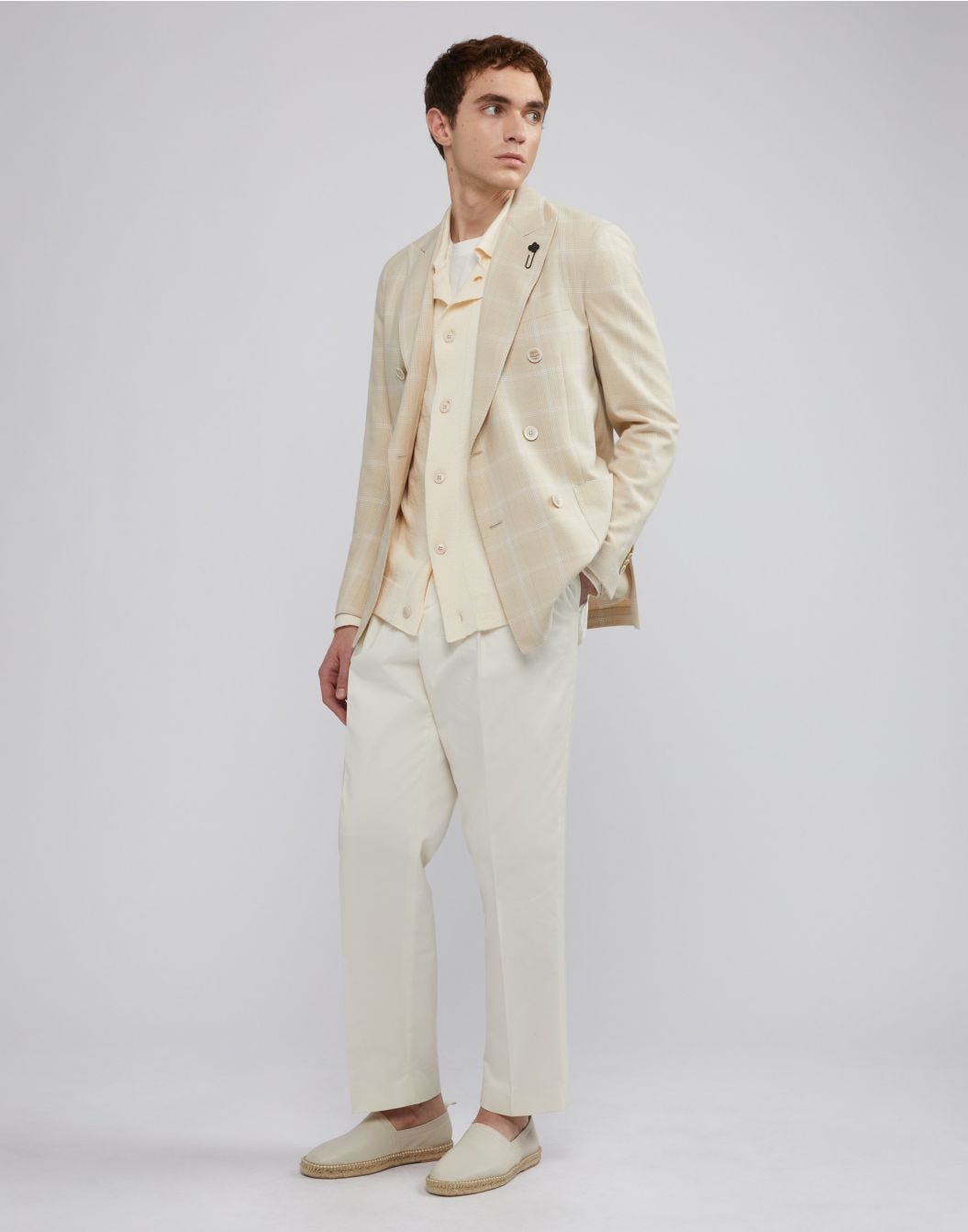 Lardini Cardigan panna in cotone e poliamide con bottoni In Vendita