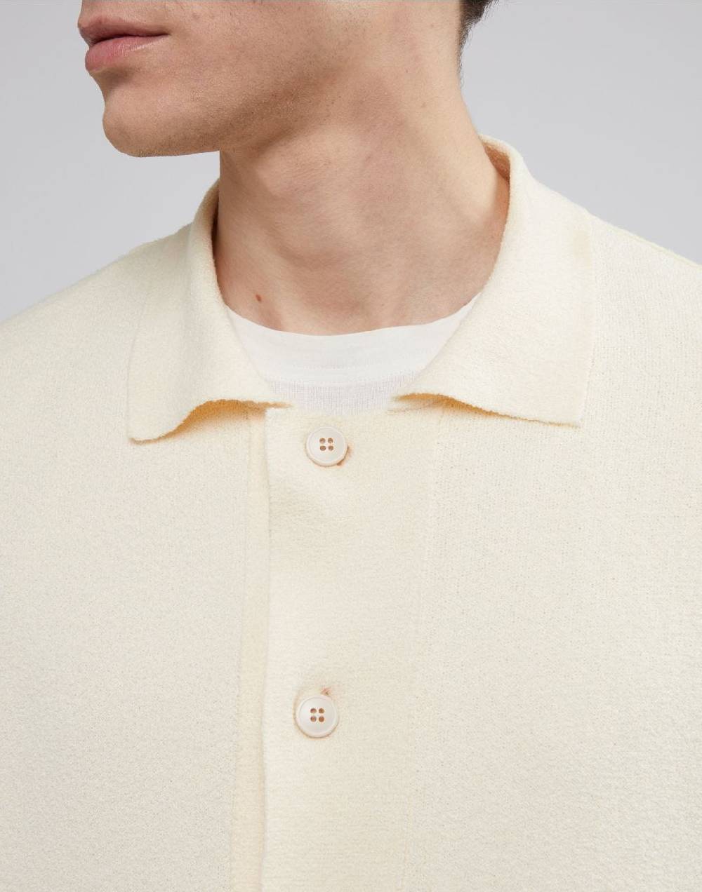 Lardini Cardigan panna in cotone e poliamide con bottoni In Vendita