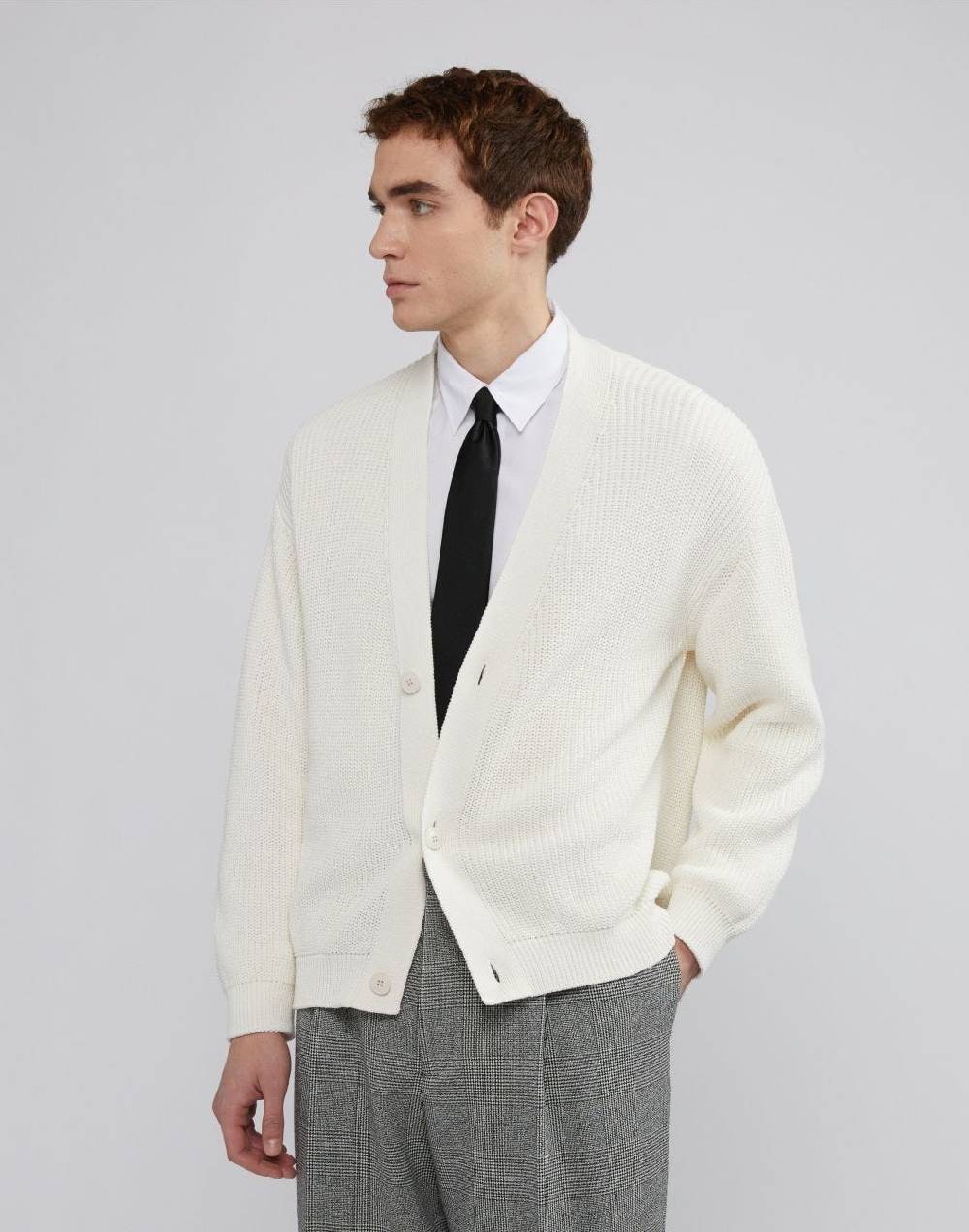 Lardini Cardigan bianco in cotone crêpe e lavorazione a coste Saldi