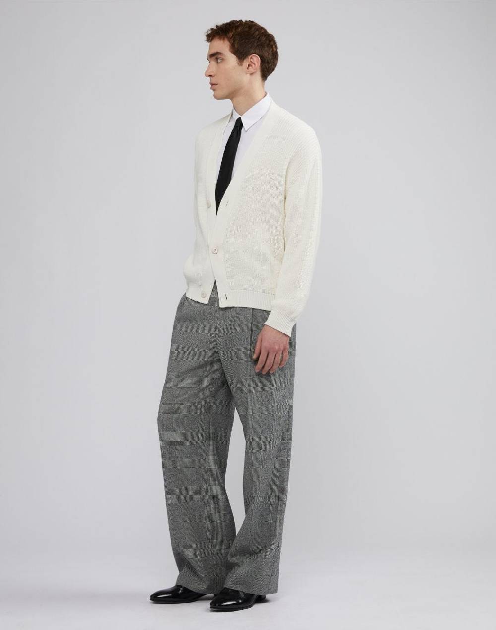 Lardini Cardigan bianco in cotone crêpe e lavorazione a coste Saldi