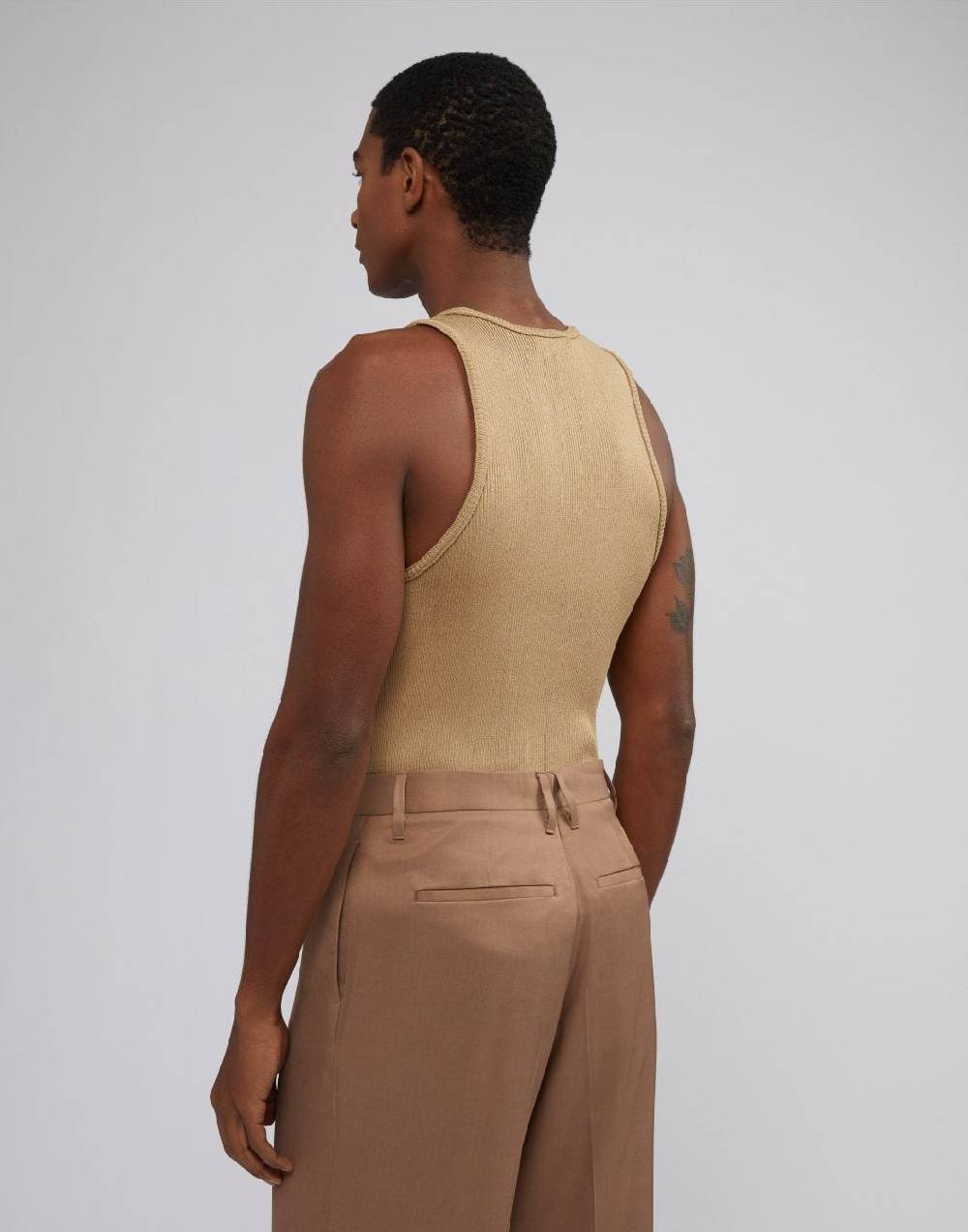 Lardini Canotta in maglia beige con costina Hotsell