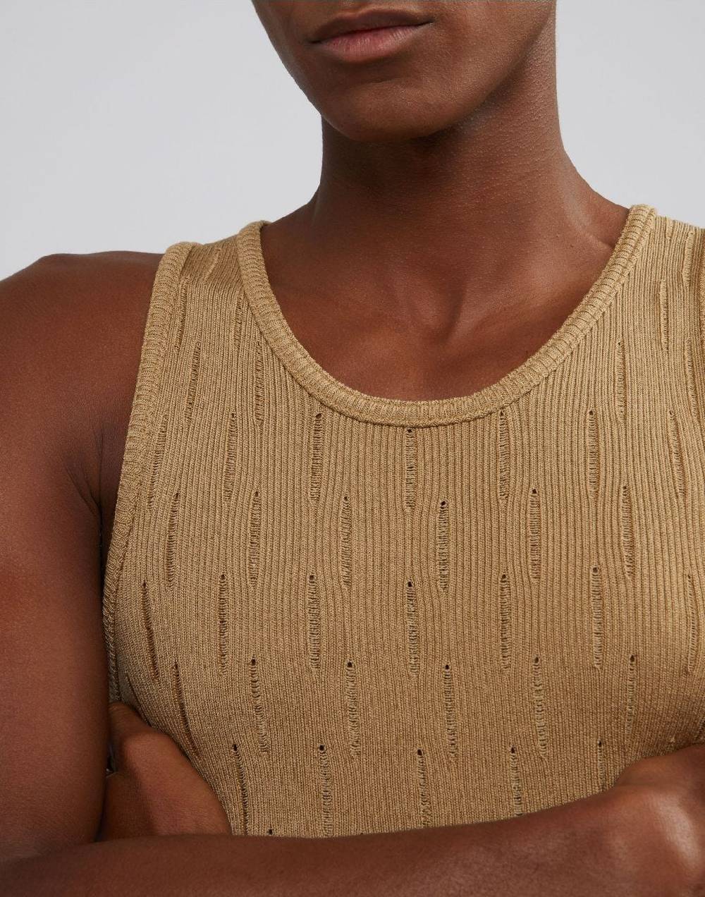 Lardini Canotta in maglia beige con costina Hotsell