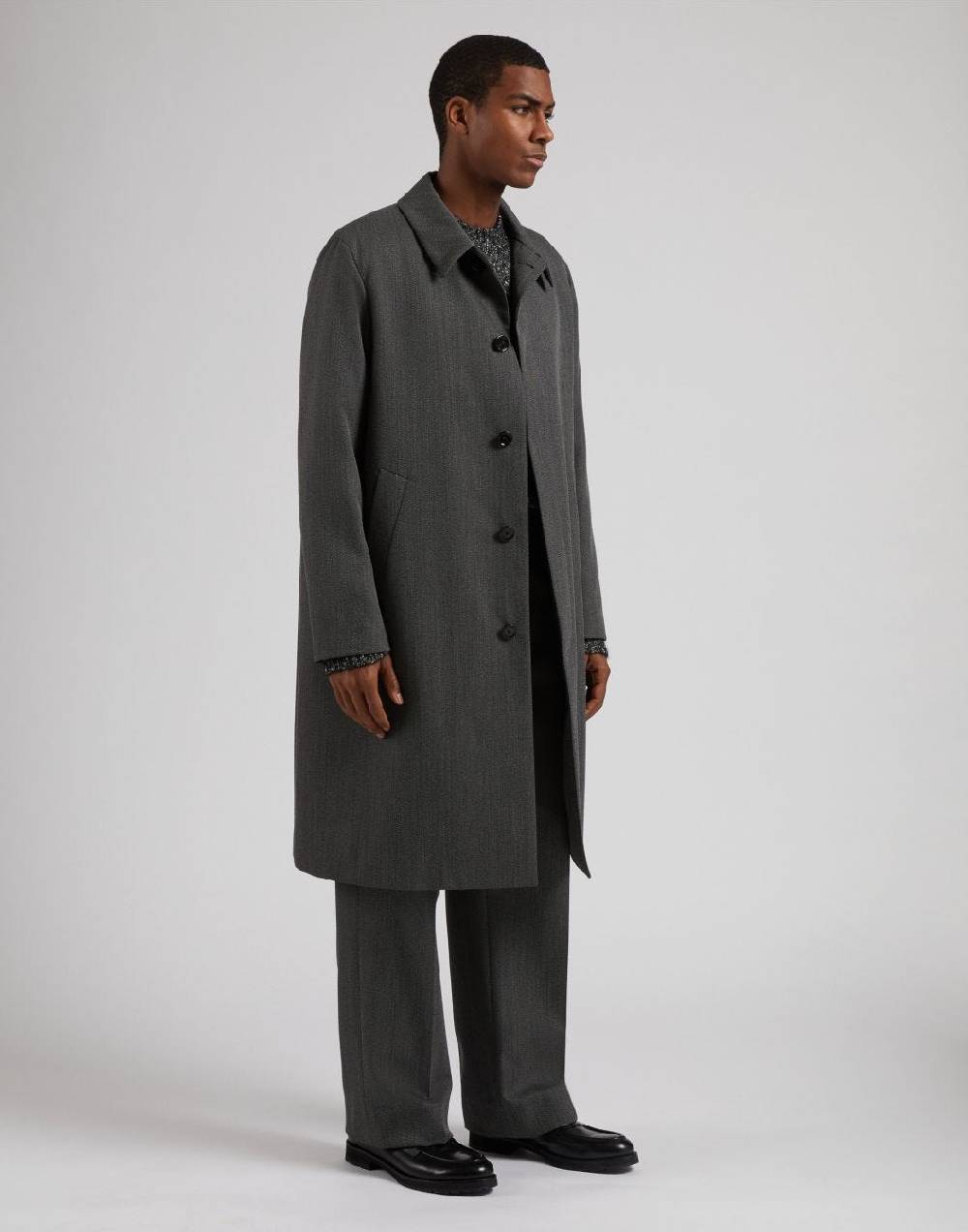 Lardini Cappotto monopetto grigio foderato con finta davanti Vendita Economica