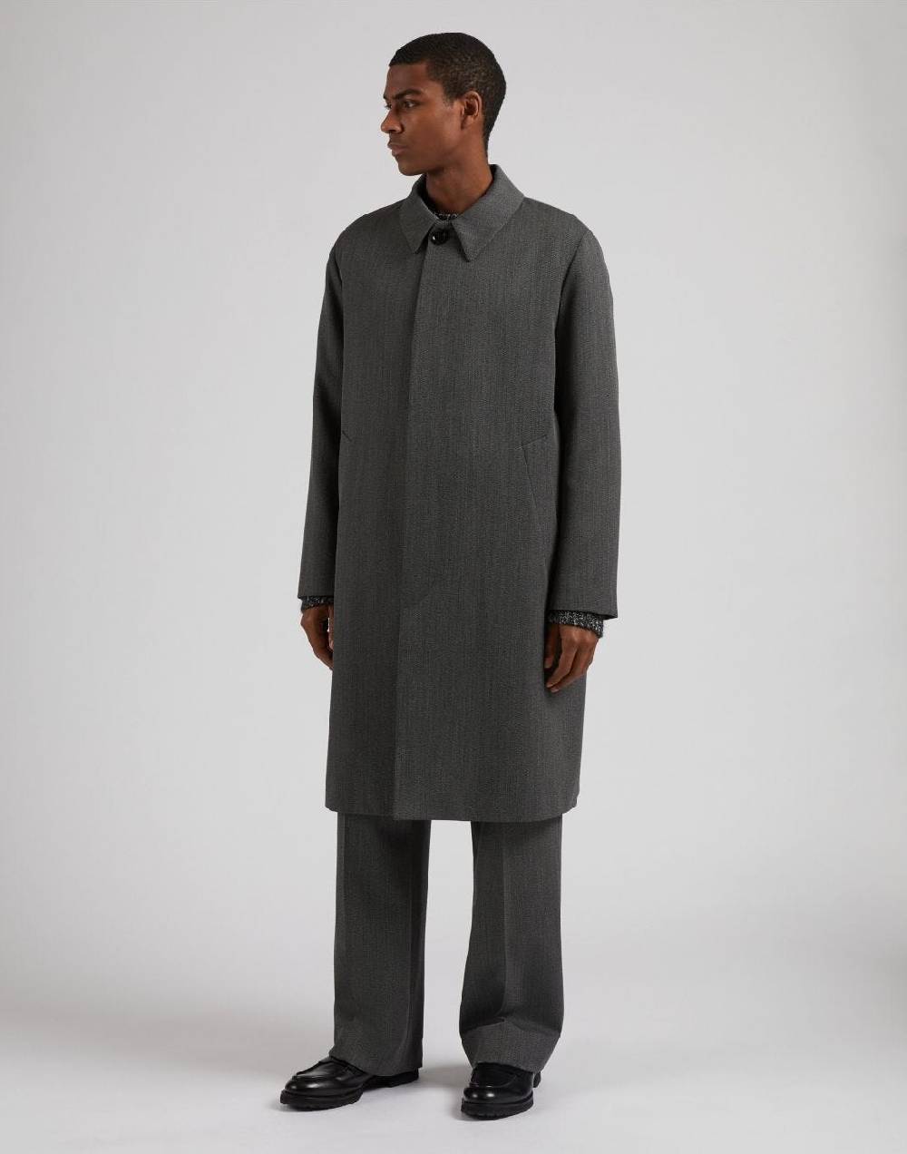 Lardini Cappotto monopetto grigio foderato con finta davanti Vendita Economica
