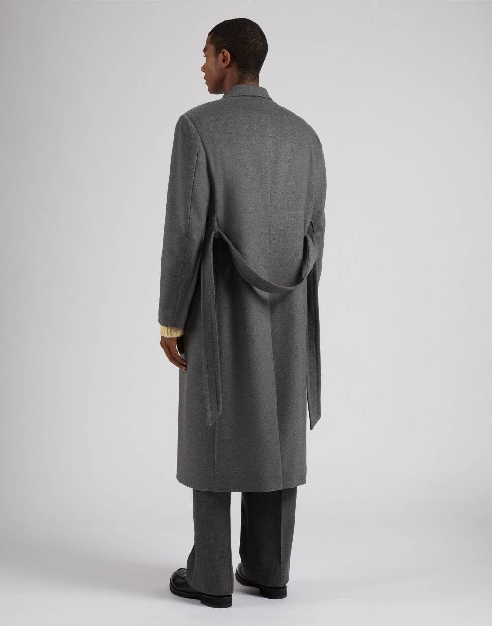 Lardini Cappotto doppiopetto grigio in puro cashmere riciclato Saldi Di Fabbrica