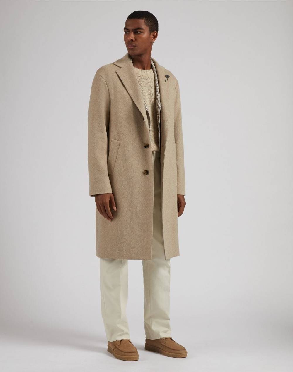 Lardini Cappotto monopetto beige in cashmere look beaver I Più Venduti