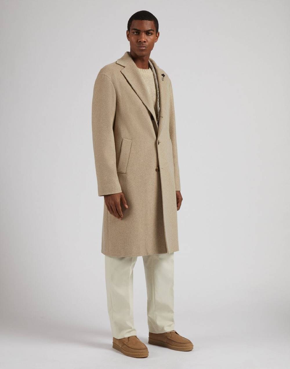 Lardini Cappotto monopetto beige in cashmere look beaver I Più Venduti