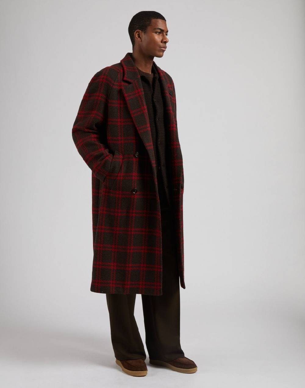 Lardini Cappotto doppiopetto maxi quadro in lana inglese shetland Negozio