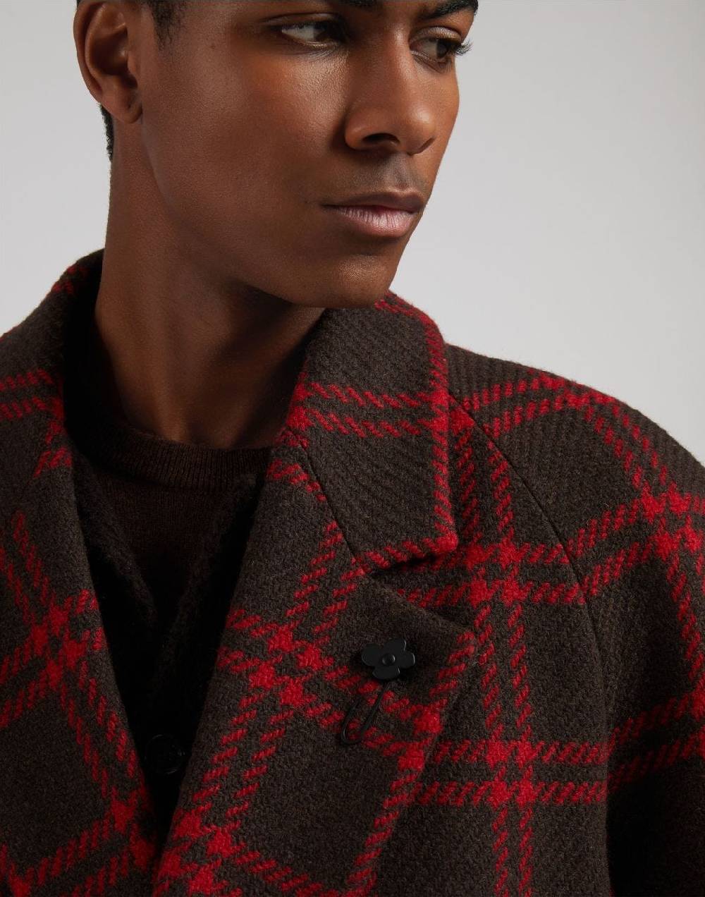 Lardini Cappotto doppiopetto maxi quadro in lana inglese shetland Negozio