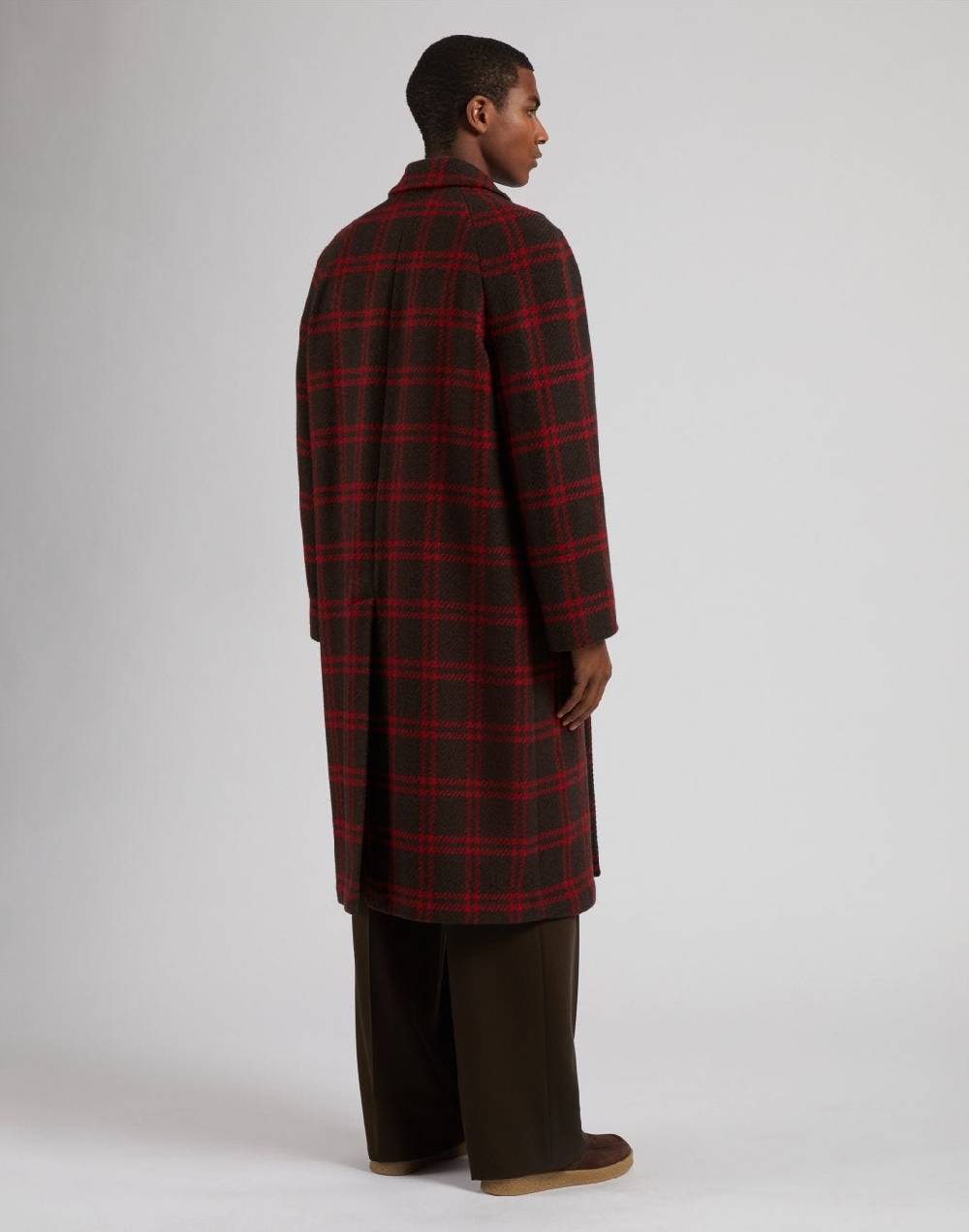 Lardini Cappotto doppiopetto maxi quadro in lana inglese shetland Negozio
