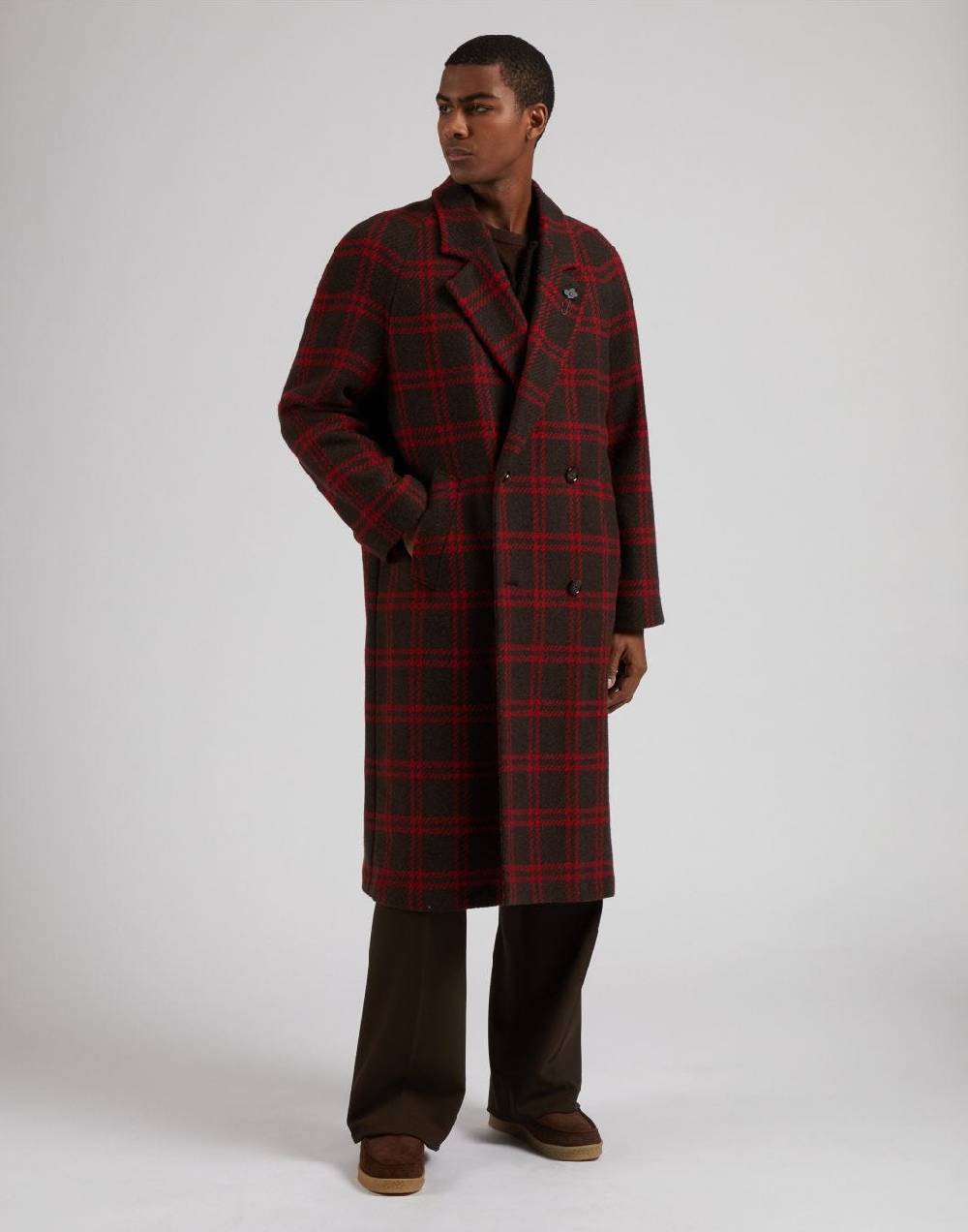 Lardini Cappotto doppiopetto maxi quadro in lana inglese shetland Negozio