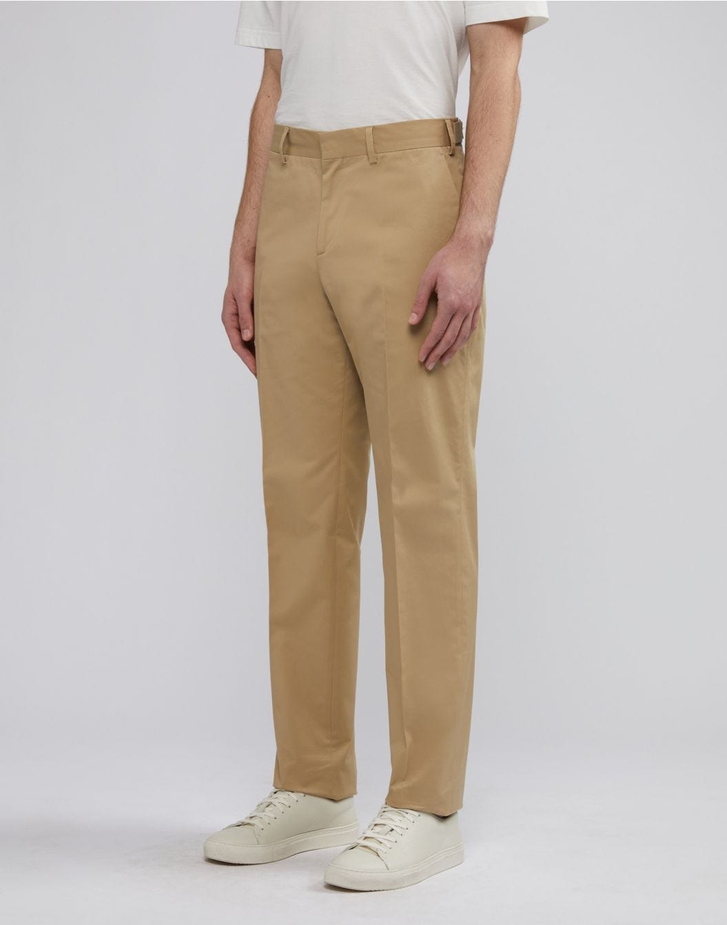 Lardini Pantalone nocciola senza pinces in drill di cotone stretch Nuova