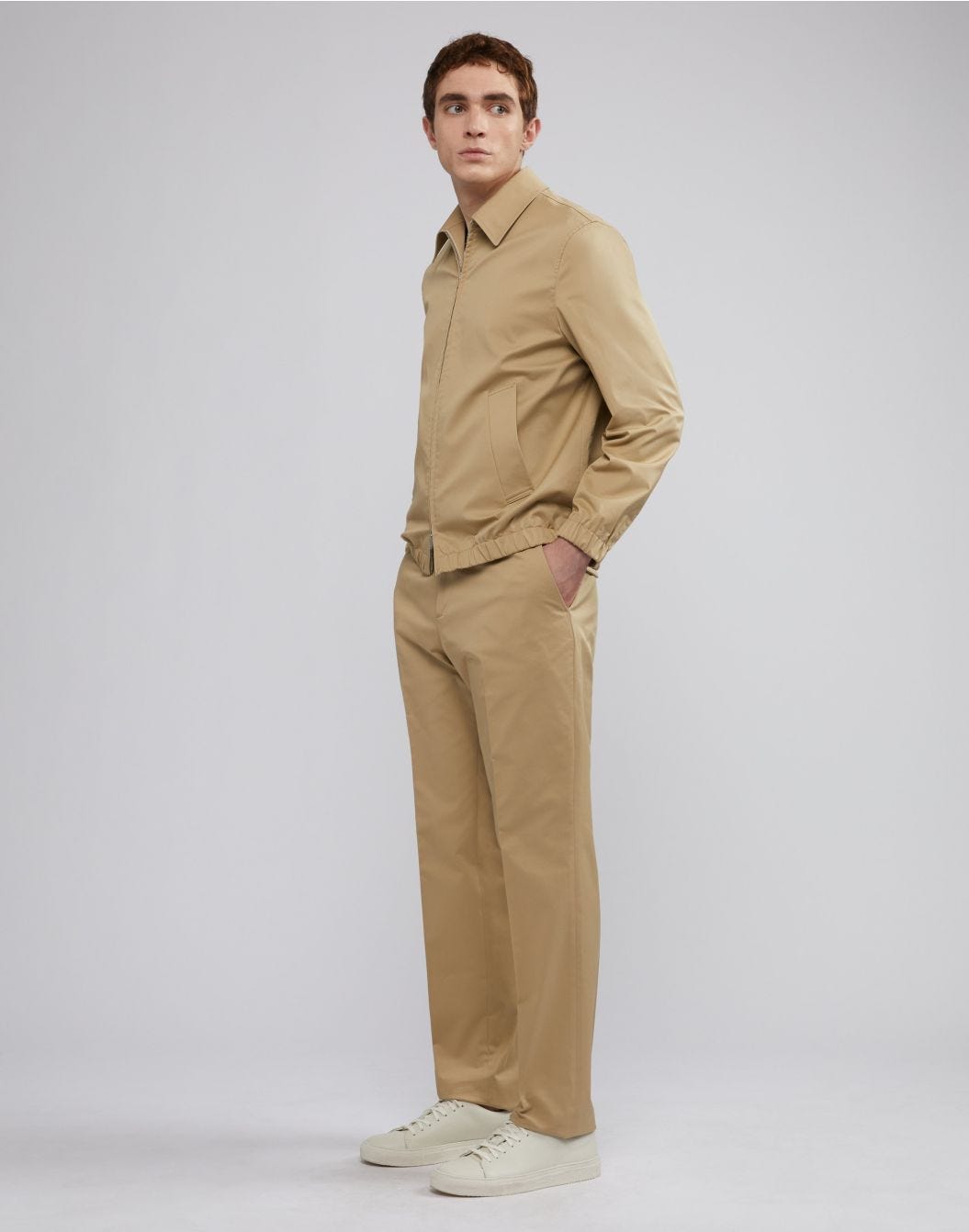 Lardini Pantalone nocciola senza pinces in drill di cotone stretch Nuova