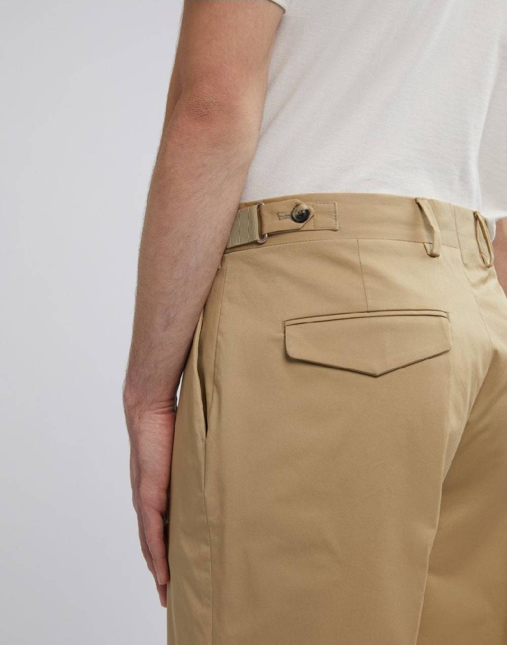Lardini Pantalone nocciola senza pinces in drill di cotone stretch Nuova