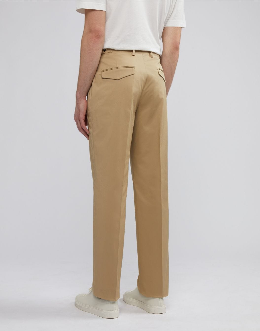Lardini Pantalone nocciola senza pinces in drill di cotone stretch Nuova