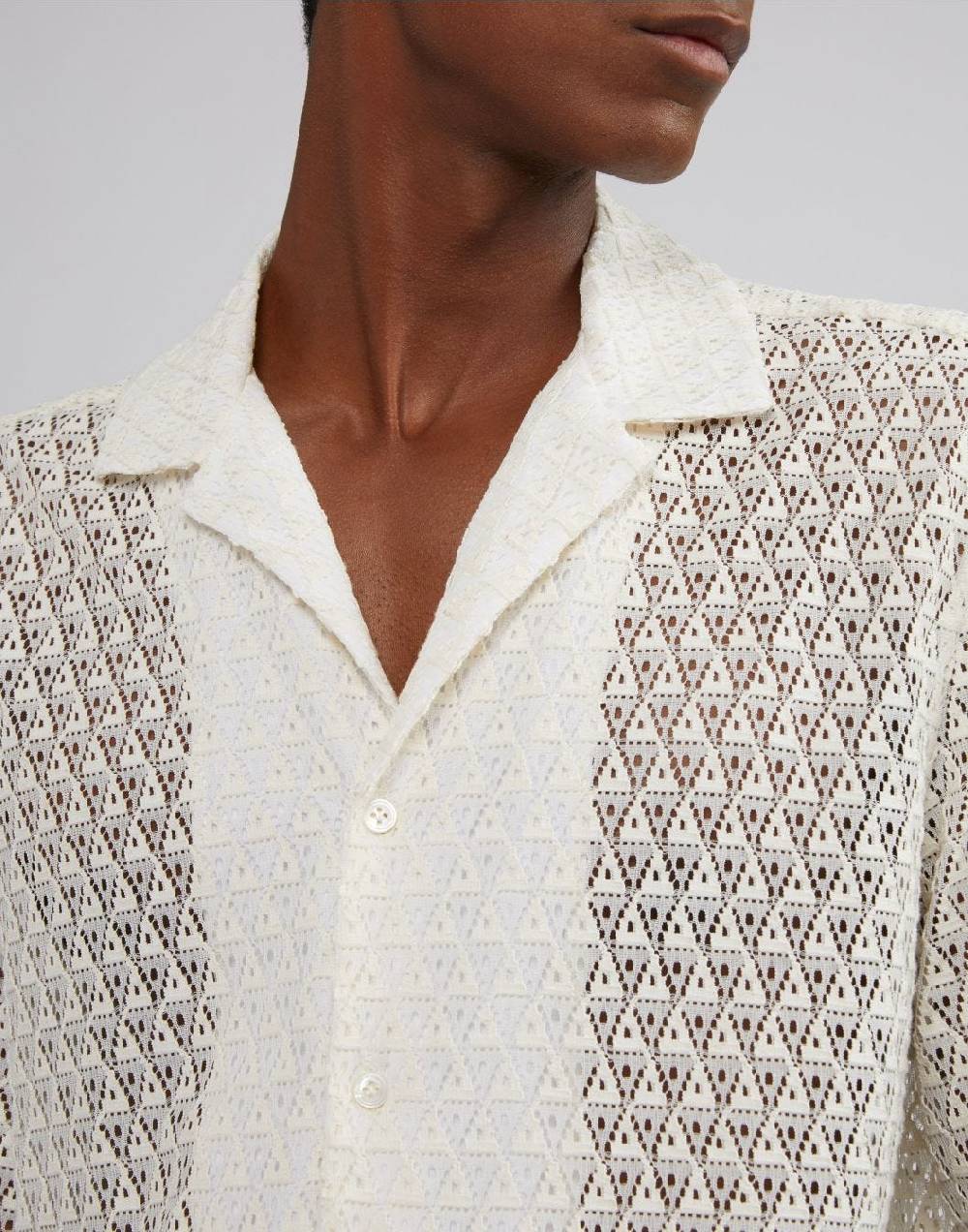 Lardini Camicia bianca in macramè con disegno geometrico Economico