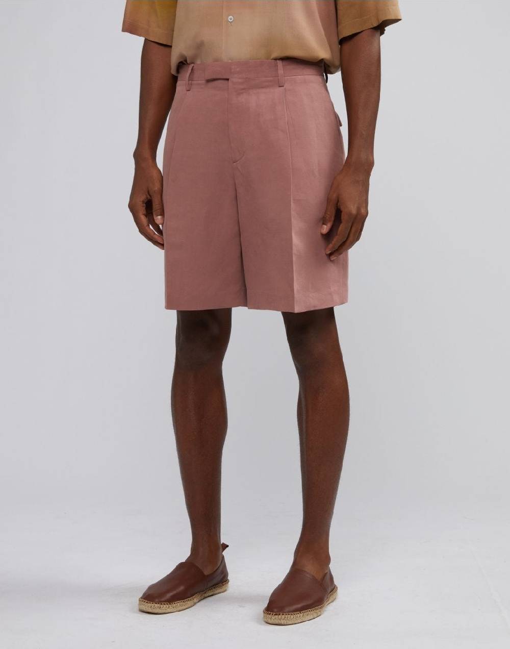 Lardini Bermuda comfort lungo in lino e micro tencel rosa Saldi Di Fabbrica