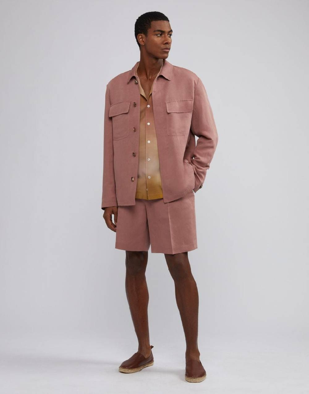 Lardini Bermuda comfort lungo in lino e micro tencel rosa Saldi Di Fabbrica
