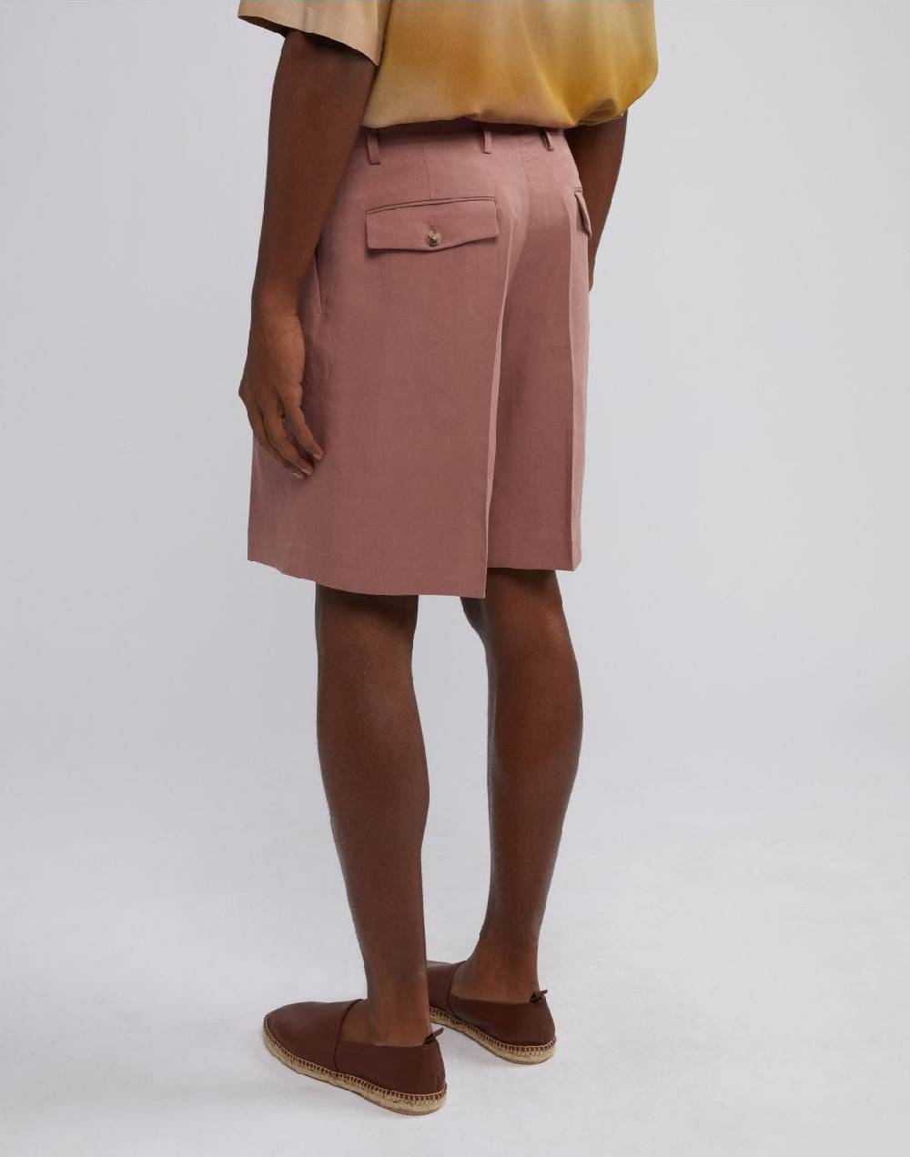Lardini Bermuda comfort lungo in lino e micro tencel rosa Saldi Di Fabbrica