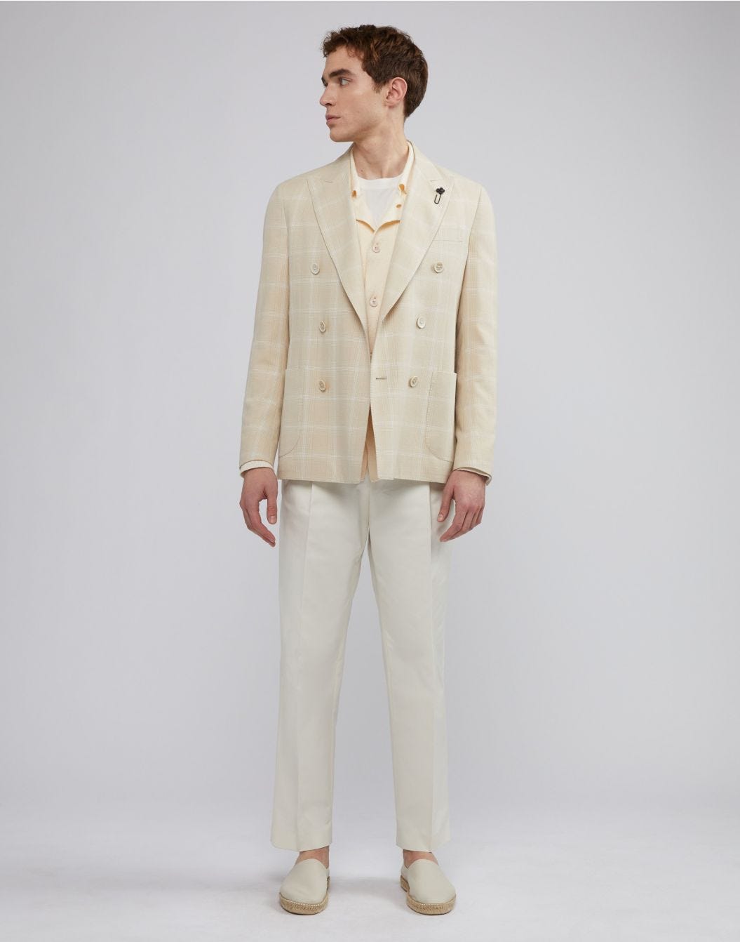 Lardini Pantalone beige in drill di cotone stretch In Saldo