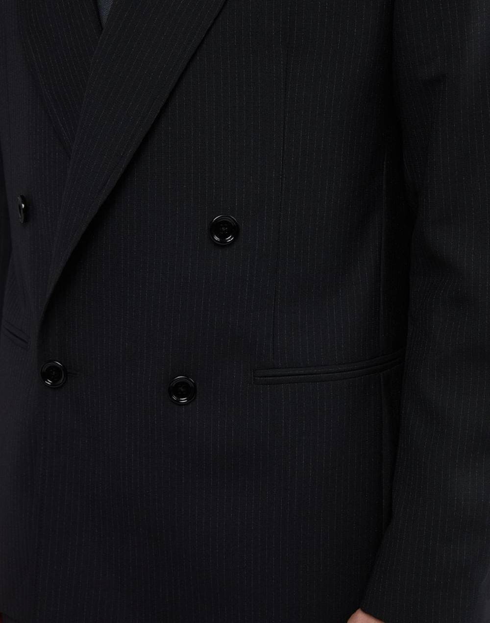Lardini Giacca doppiopetto attitude nera con gessatura a contrasto 2025