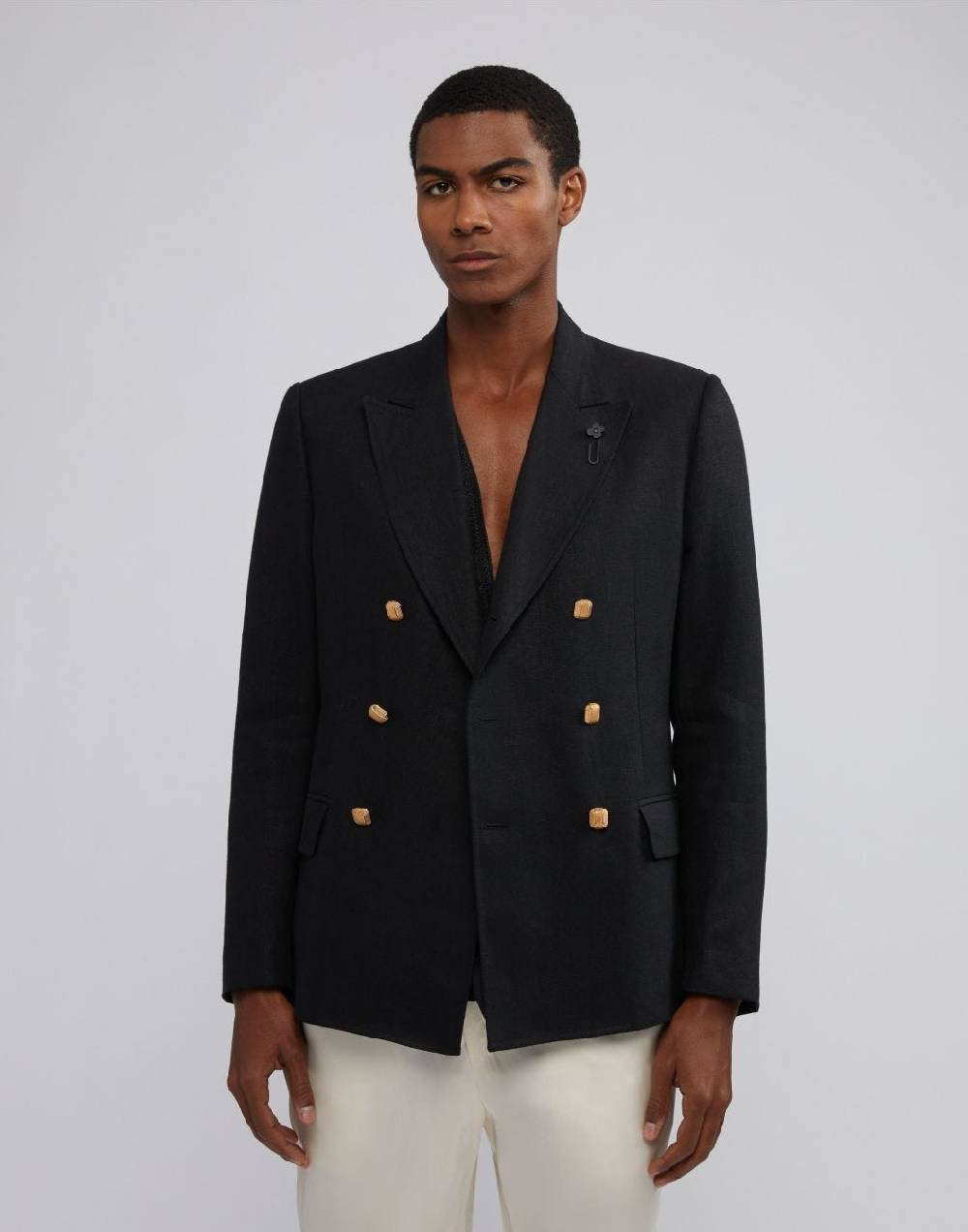 Lardini Blazer doppiopetto attitude nero principe di galles Italy
