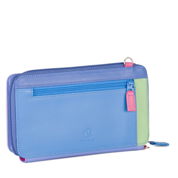 Mywalit Portafoglio multifunzione con zip su tre lati e tracolla Viola Presa