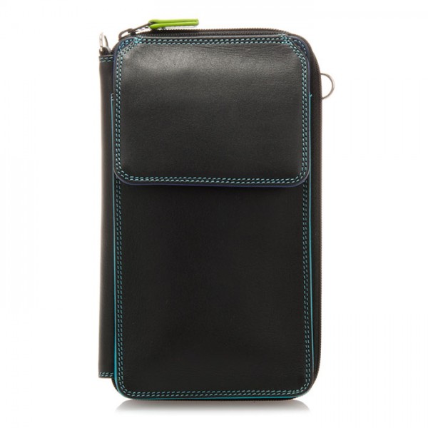 Mywalit Portafoglio multifunzione con zip su tre lati e tracolla Black Pace Convenienza