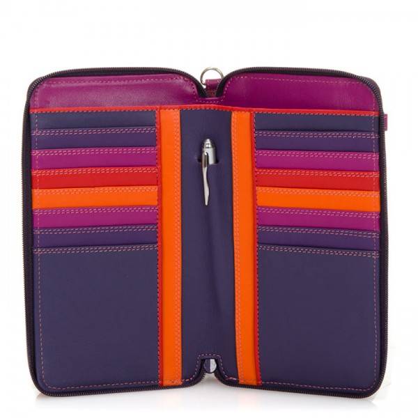 Mywalit Portafoglio multifunzione con zip su tre lati e tracolla Sangria Multi Novità