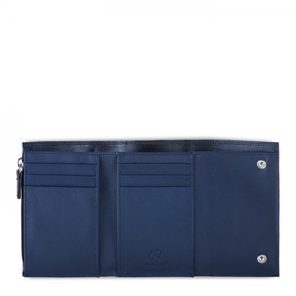 Mywalit Portafoglio da uomo Tri-fold con zip Nero-Blu Promozione temporanea