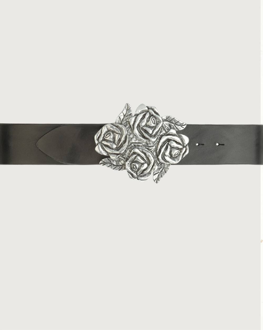 Orciani Cintura Bull Soft in cuoio con fibbia motivo rose 5 cm Offerta