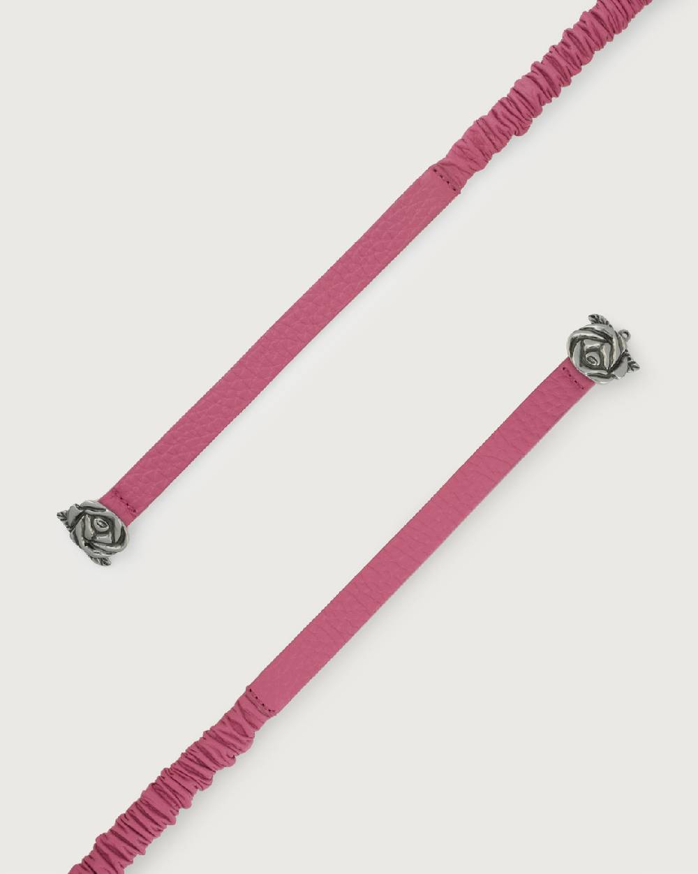 Orciani Cintura Soft in pelle elasticizzata con fibba ad incastro motivo rose 1,5 cm In Vendita