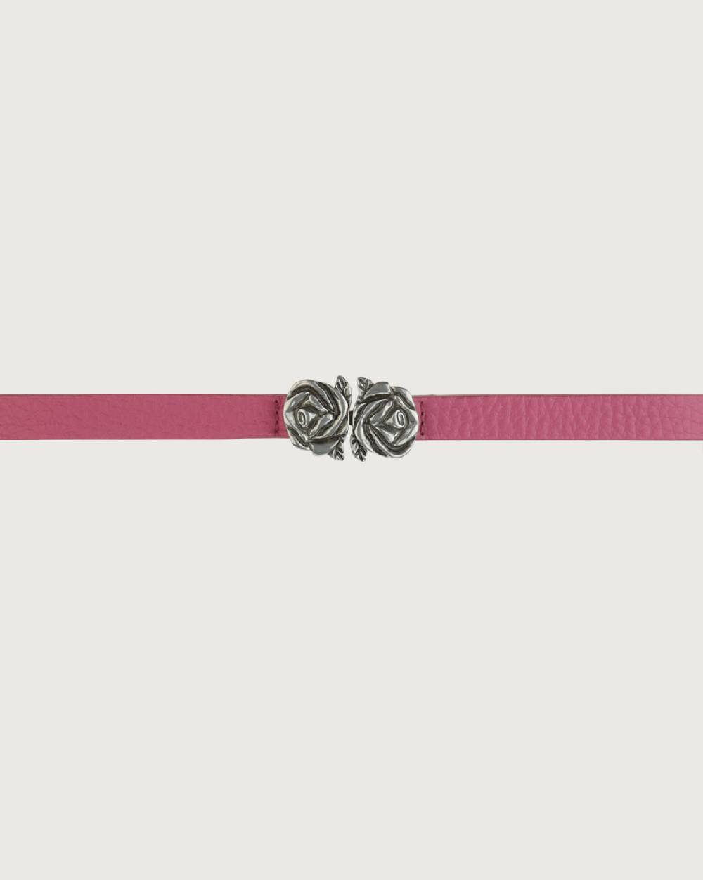 Orciani Cintura Soft in pelle elasticizzata con fibba ad incastro motivo rose 1,5 cm In Vendita