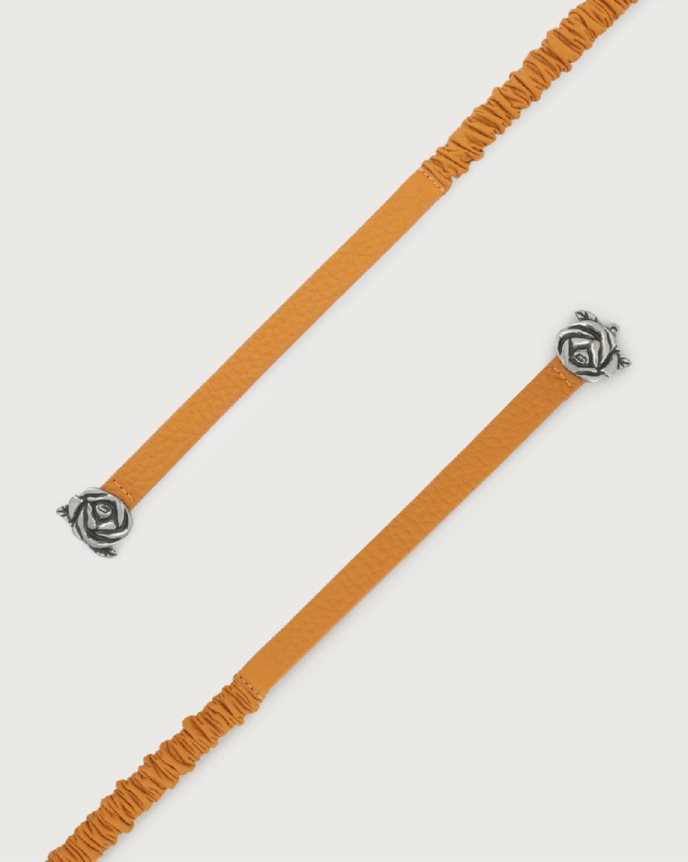 Orciani Cintura Soft in pelle elasticizzata con fibba ad incastro motivo rose 1,5 cm Saldi