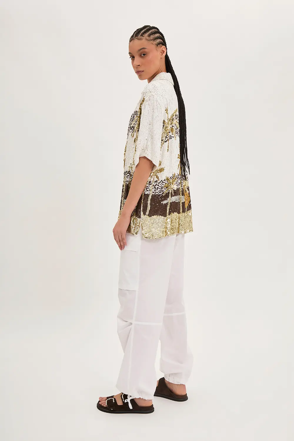 P.A.R.O.S.H. CAMICIA PAILLETTES PALME Saldi Di Fabbrica