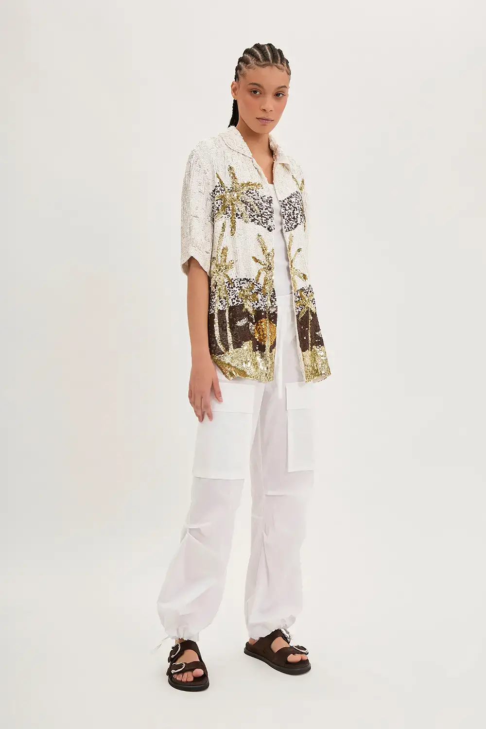P.A.R.O.S.H. CAMICIA PAILLETTES PALME Saldi Di Fabbrica