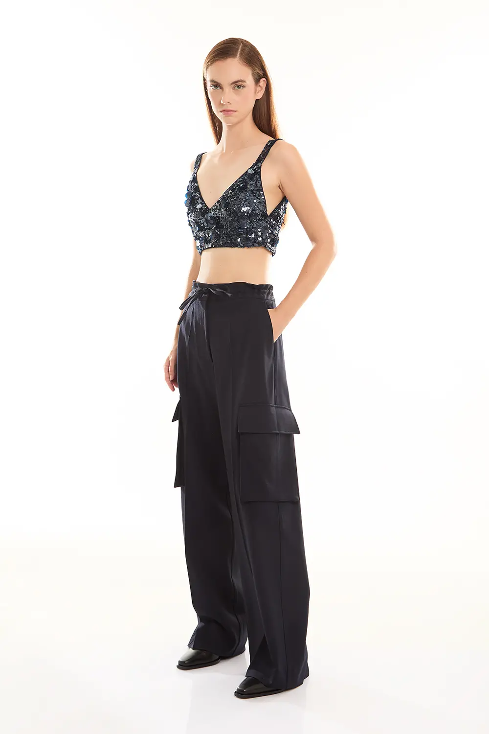 P.A.R.O.S.H. CROP TOP FULL PAILLETTES In Vendita
