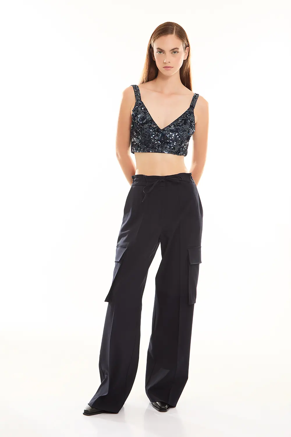 P.A.R.O.S.H. CROP TOP FULL PAILLETTES In Vendita