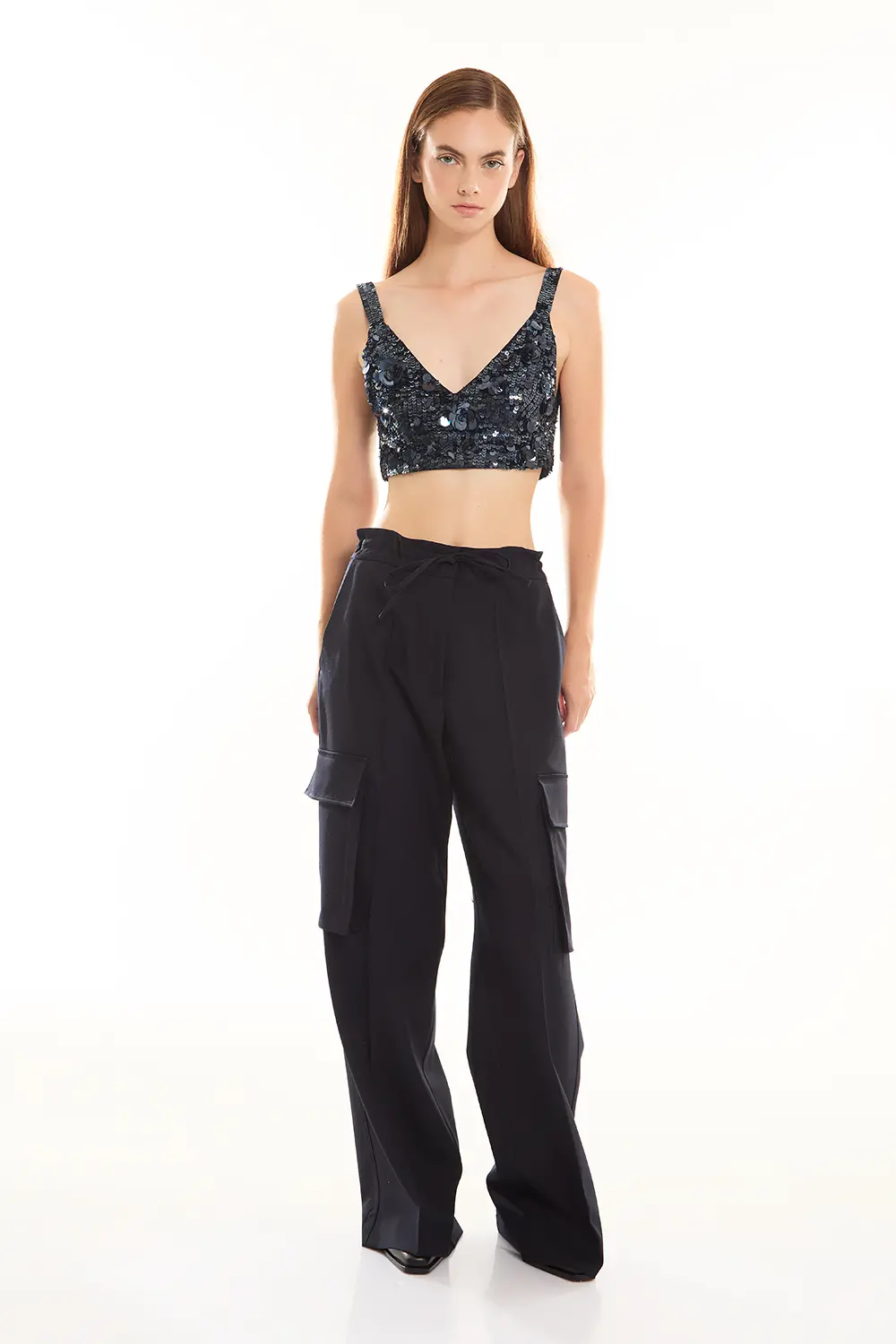 P.A.R.O.S.H. CROP TOP FULL PAILLETTES In Vendita