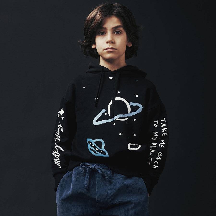 Paolo Pecora Felpa Cappuccio Nera "Space" by Pietro Terzini Negozio