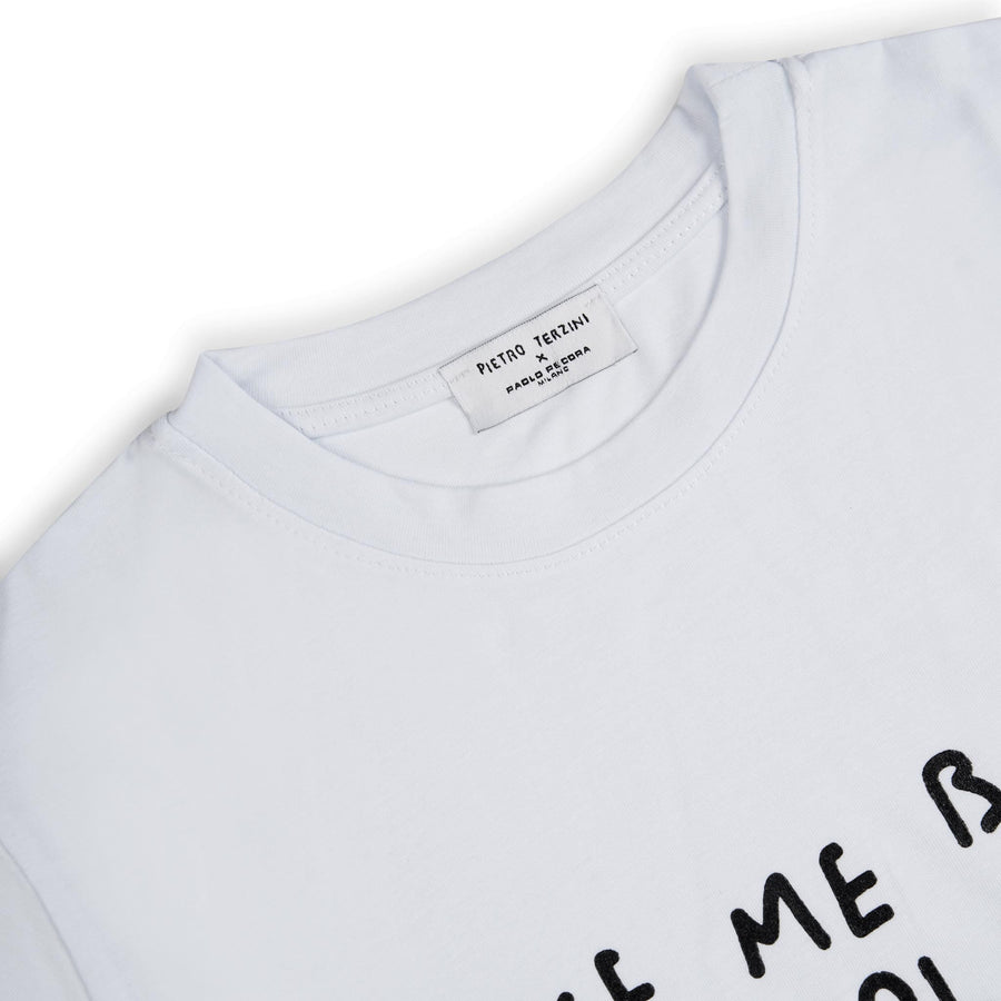 Paolo Pecora T-shirt in Jersey Bianca "Planet" by Pietro Terzini In Saldo
