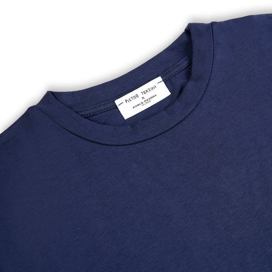 Paolo Pecora T-shirt in Jersey Blu Navy "Navicella Spaziale" by Pietro Terzini 2025