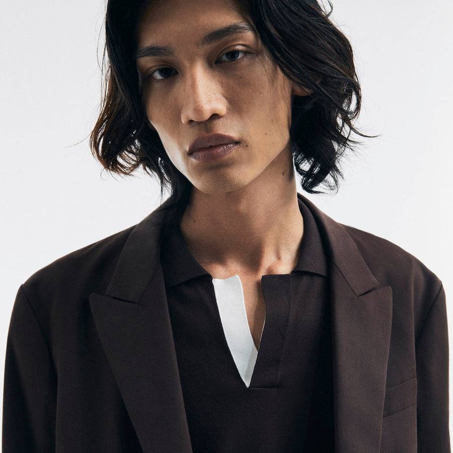 Paolo Pecora Blazer Monopetto in Cotone Fluido - Ebano Presa