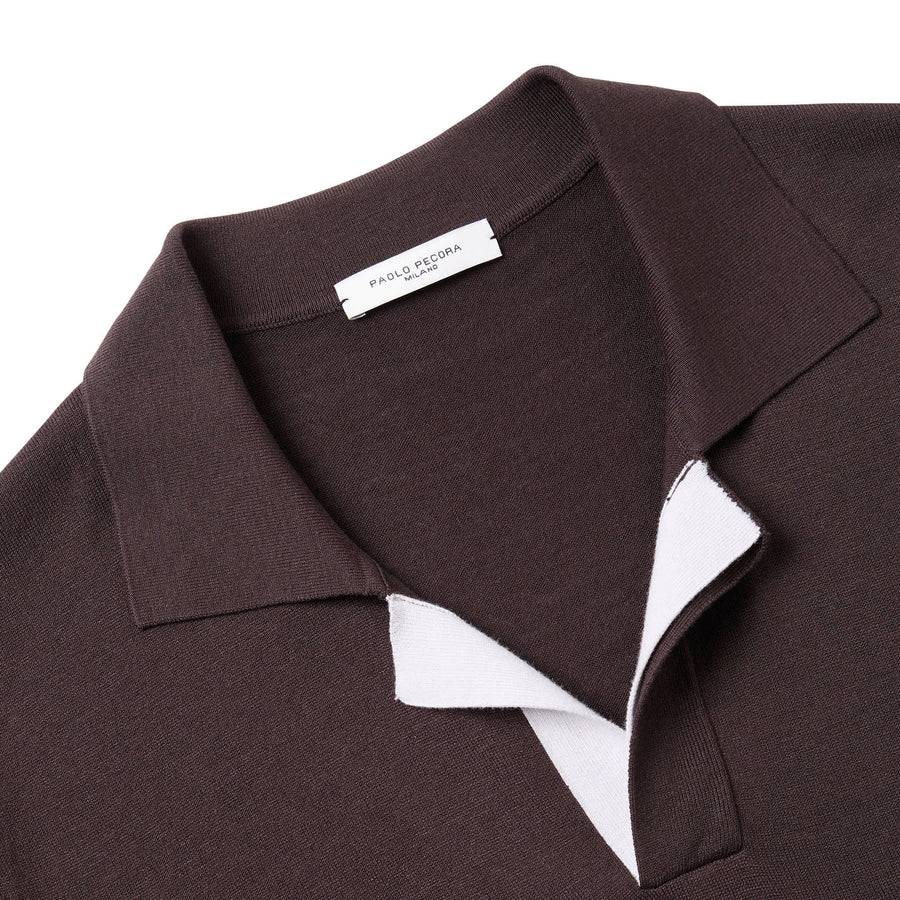 Paolo Pecora Polo in Seta Cotone Extrafine - Ebano Sconto