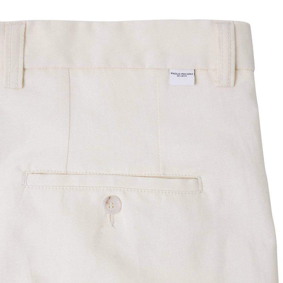 Paolo Pecora Bermuda Sartoriale in Tela di Cotone Lino - Bianco Online