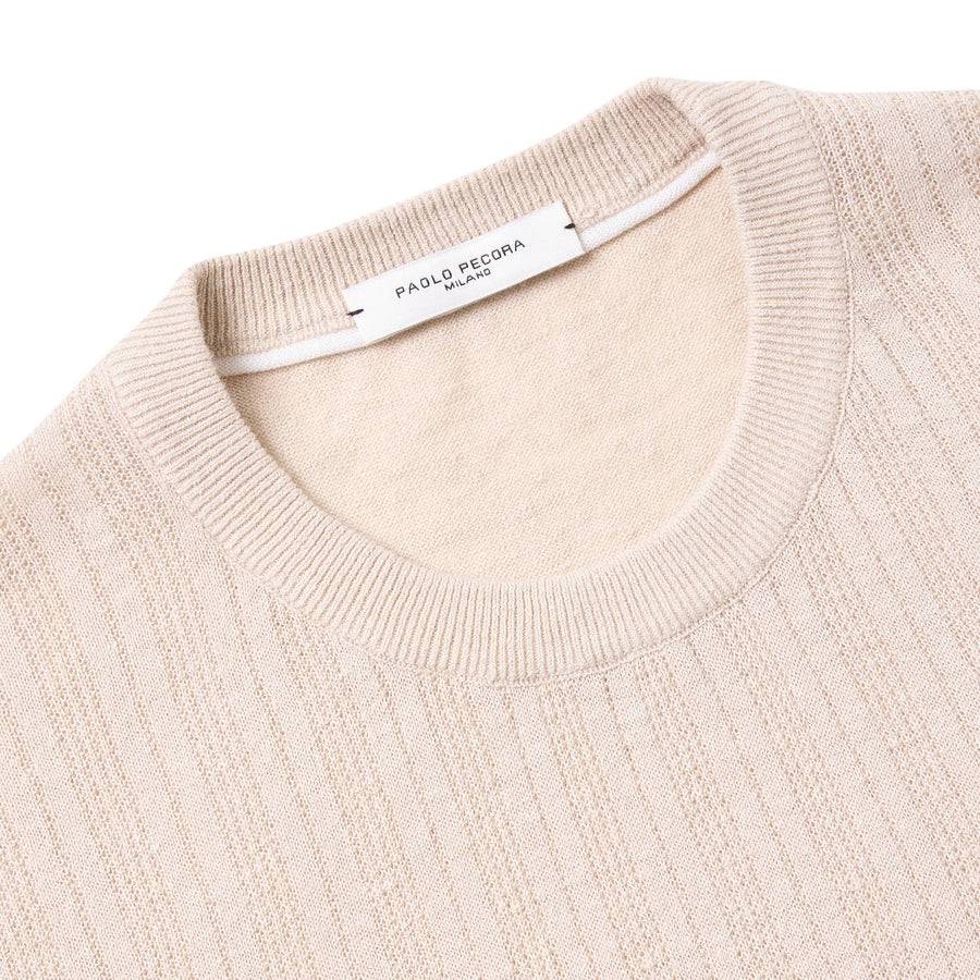 Paolo Pecora Maglia in Lino Cotone Extrafine - Sabbia Outlet